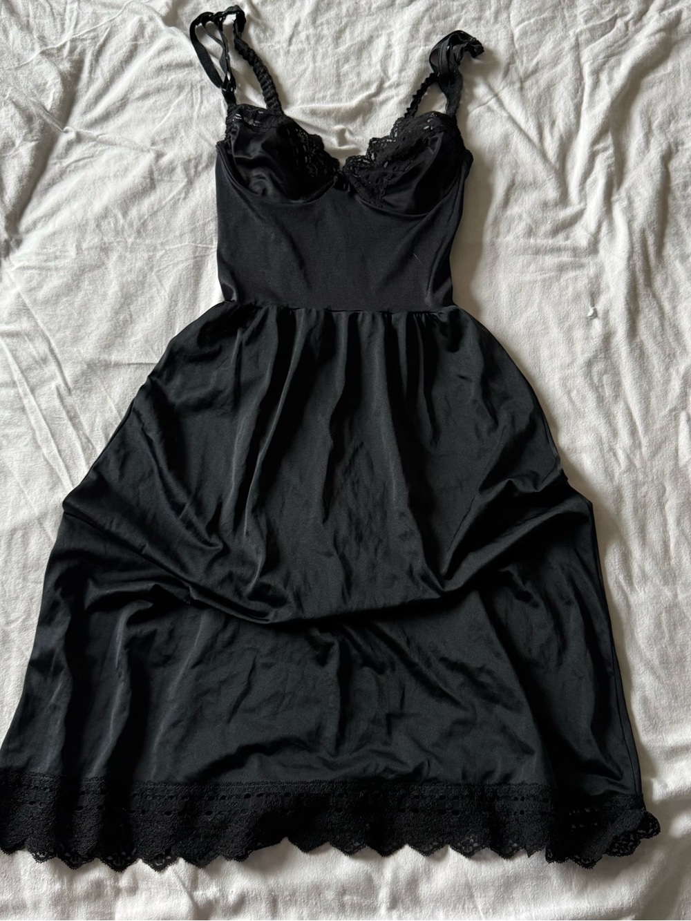 Olga Black Lace-Trim Midi Dress